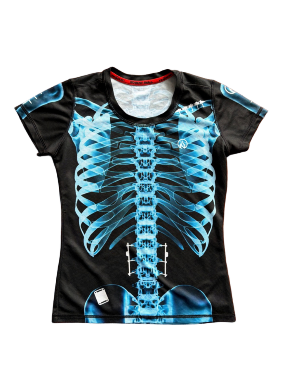 INKnBURN Blue X-Ray Skeleton Short Sleeve Tech Shirt Sz Small!